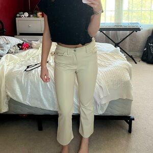 Zara cream faux leather pants